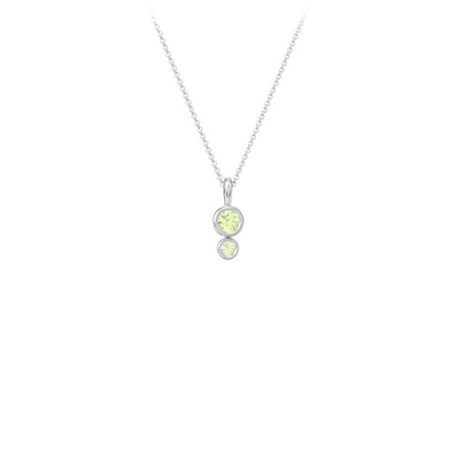 Generations 2-Stone Bezel Set Mother's Necklace – Sterling Silver with Peridot