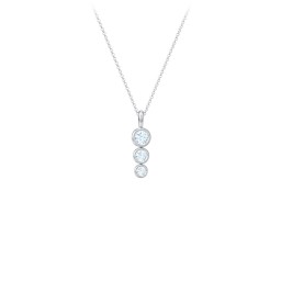 Generations 3-Stone Bezel Set Mother's Necklace in 925 Sterling Silver with Aquamarine