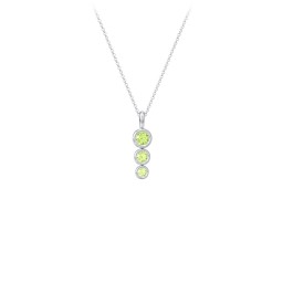 Generations 3-Stone Bezel Set Mother's Necklace in 925 Sterling Silver with Peridot