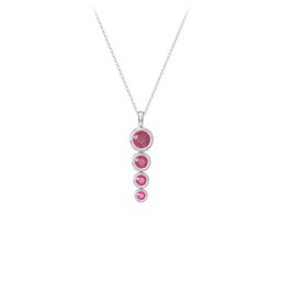 Generations 4-Stone Bezel Set Mother's Necklace in 925 Sterling Silver with Ruby