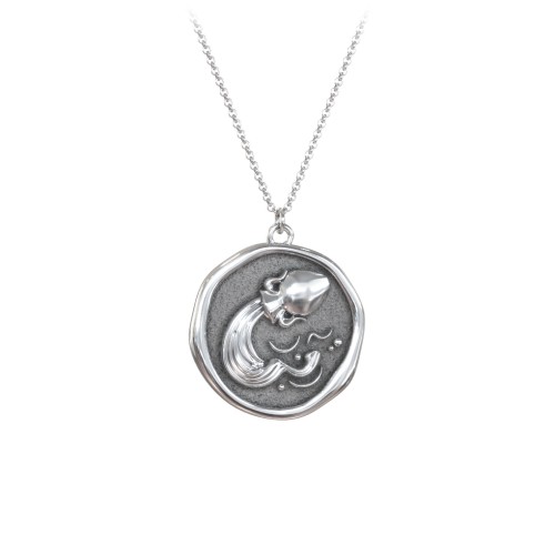Engravable Aquarius Zodiac Medallion Necklace