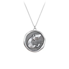Engravable Aquarius Zodiac Medallion Necklace – Sterling Silver