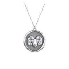 Engravable Aries Zodiac Medallion Necklace – Sterling Silver