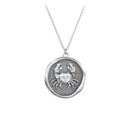 Engravable Cancer Zodiac Medallion Necklace in 925 Sterling Silver