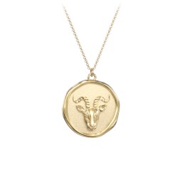 Engravable Capricorn Zodiac Medallion Necklace in 18K Gold Plated Silver