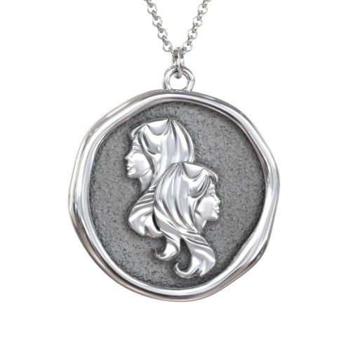 Engravable Gemini Zodiac Medallion Necklace