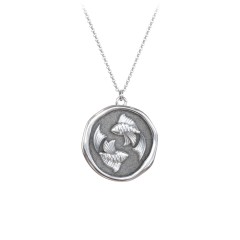 Engravable Pisces Zodiac Medallion Necklace – 18K Gold Plated Silver