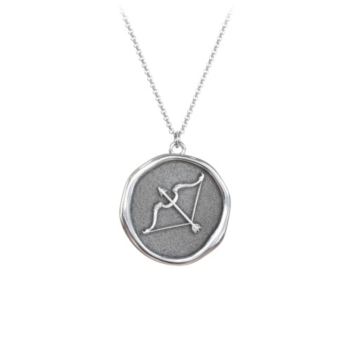 Engravable Sagittarius Zodiac Medallion Necklace – Sterling Silver