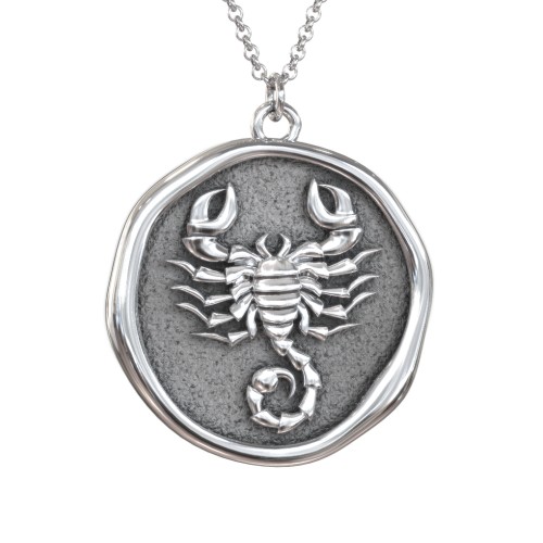Engravable Scorpio Zodiac Medallion Necklace – Sterling Silver