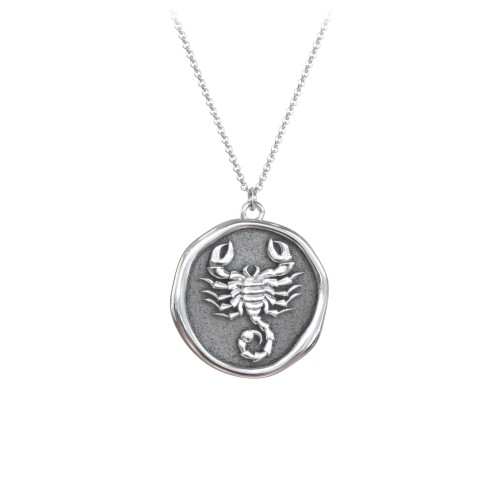 Engravable Scorpio Zodiac Medallion Necklace – Sterling Silver