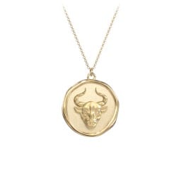 Engravable Taurus Zodiac Medallion Necklace