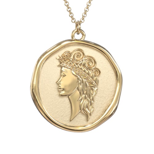 Engravable Virgo Zodiac Medallion Necklace – 18K Gold Plated Silver