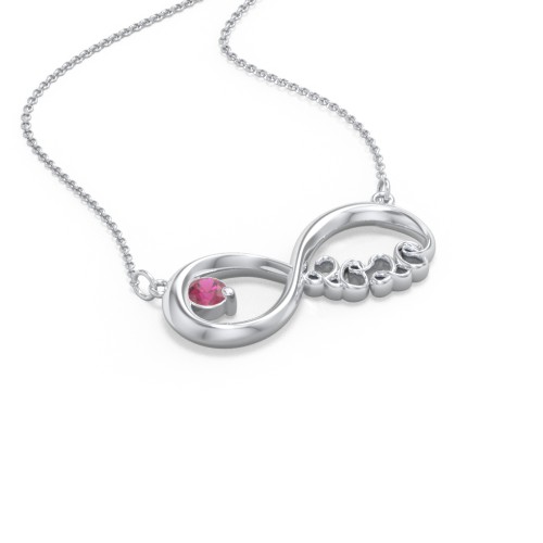 2020 Graduation Infinity Pendant With Gemstone – Sterling Silver with Ruby