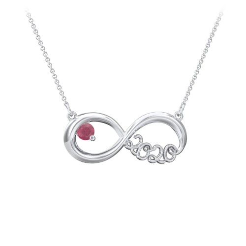 2020 Graduation Infinity Pendant With Gemstone – Sterling Silver with Ruby
