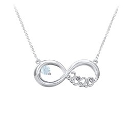 2020 Graduation Infinity Pendant With Gemstone in 925 Sterling Silver with Aquamarine