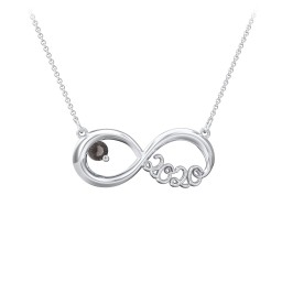 2020 Graduation Infinity Pendant With Gemstone in 925 Sterling Silver with Smokey Quartz