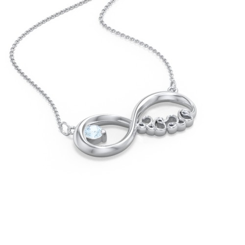 2020 Graduation Infinity Pendant With Gemstone – Sterling Silver with Aquamarine