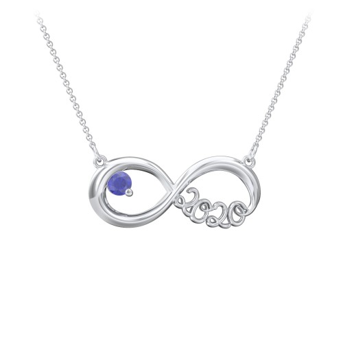 2020 Graduation Infinity Pendant With Gemstone – Sterling Silver with Blue Sapphire