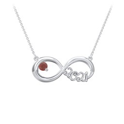 2021 Graduation Infinity Pendant With Gemstone in 925 Sterling Silver with Garnet