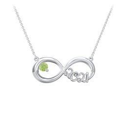 2021 Graduation Infinity Pendant With Gemstone in 925 Sterling Silver with Peridot