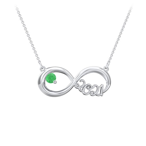 2021 Graduation Infinity Pendant With Gemstone – Sterling Silver with Emerald