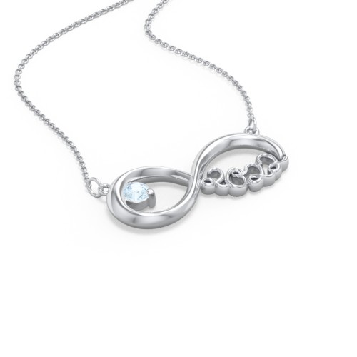 2022 Graduation Infinity Pendant With Gemstone – Sterling Silver with Aquamarine