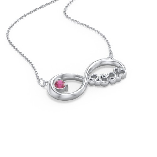 2023 Graduation Infinity Pendant With Gemstone – Sterling Silver with Ruby