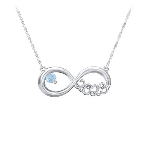 2023 Graduation Infinity Pendant With Gemstone – Sterling Silver with Blue Topaz
