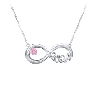 925 Sterling Silver Round Simulated Pink Tourmaline Necklace Jewelry S