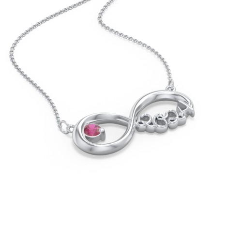 2024 Graduation Infinity Pendant With Gemstone – Sterling Silver with Ruby