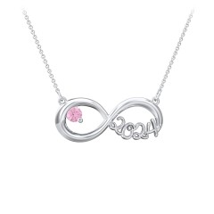 2024 Graduation Infinity Pendant With Gemstone – Sterling Silver with Pink Tourmaline