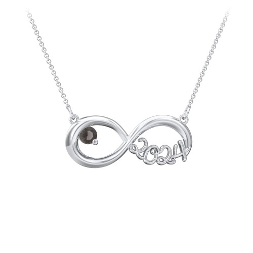 2024 Graduation Infinity Pendant With Gemstone – Sterling Silver with Smokey Quartz