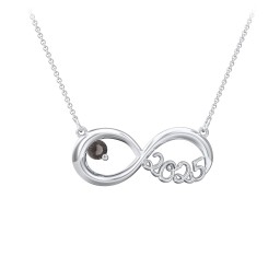 2025 Graduation Infinity Pendant With Gemstone in 925 Sterling Silver with Smokey Quartz