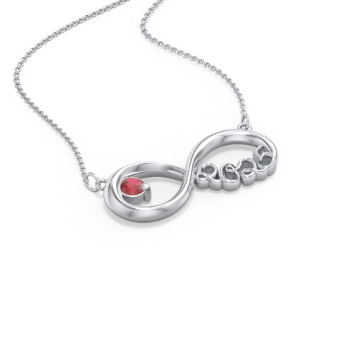 2025 Graduation Infinity Pendant With Gemstone – Sterling Silver with Garnet