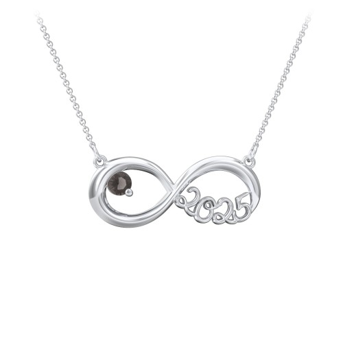 2025 Graduation Infinity Pendant With Gemstone – Sterling Silver with Smokey Quartz