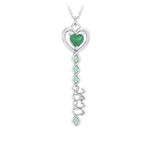 2020 Glamour Infinity Key Pendant – Sterling Silver with Emerald and Green Premium Zirconia