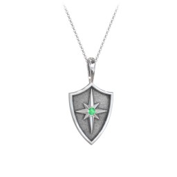 Starburst Hero Shield Pendant with Gemstone