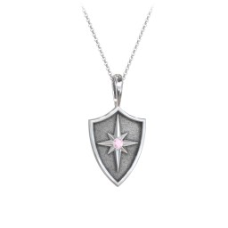 Starburst Hero Shield Pendant with Gemstone