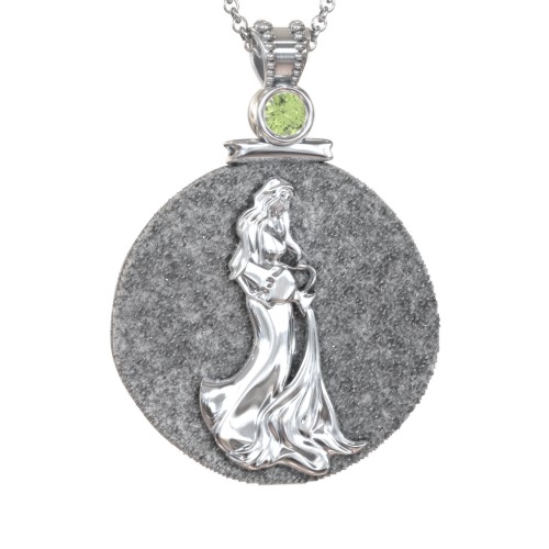 Engravable Aquarius Zodiac Medallion With Accent