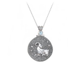 Engravable Aries Zodiac Medallion With Accent
