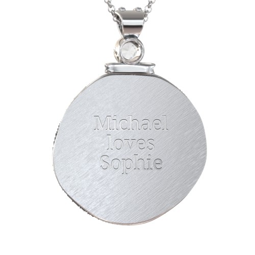 Engravable Aries Zodiac Medallion With Accent – Sterling Silver with Cubic Zirconia