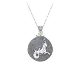 Engravable Capricorn Zodiac Medallion With Accent