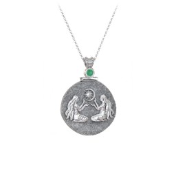 Engravable Gemini Zodiac Medallion With Accent