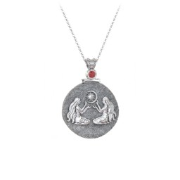 Engravable Gemini Zodiac Medallion With Accent