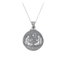 Engravable Gemini Zodiac Medallion With Accent