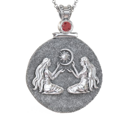 Engravable Gemini Zodiac Medallion With Accent