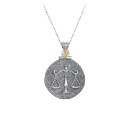 Engravable Libra Zodiac Medallion With Accent