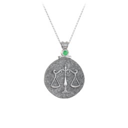 Engravable Libra Zodiac Medallion With Accent
