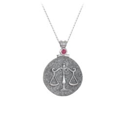 Engravable Libra Zodiac Medallion With Accent