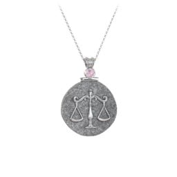 Engravable Libra Zodiac Medallion With Accent